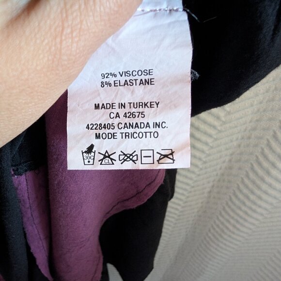 Tricotto Patchwork Paisley Dress Black Purple Mesh Detail Small Art to wear Y2K - Picture 11 of 13